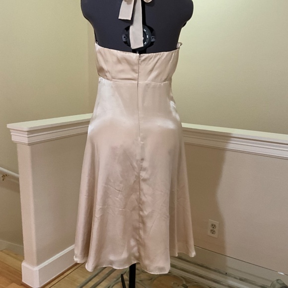 White House Black Market Golden silk halter dress. Size 2 - Picture 4 of 7